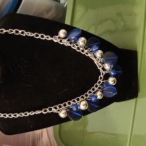 5/$12 Jewelry Blue and Silver Beaded Necklace
